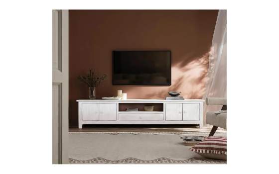 Mueble TV Blanco Rustico 4 Puertas 1 Cajon - Serie Adriost