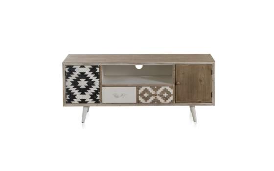 Mueble TV Cajones Puertas Tallados Decorados Estilo Retro Patron