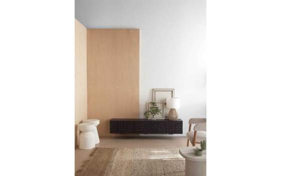 Mueble TV Colgante Negro 3 Puertas Decoradas  Serie Anbly Mueble TV Colgante Negro 3 Puertas Decoradas  Serie Anbly