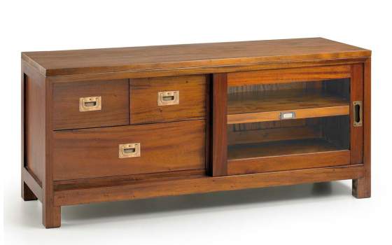 Mueble TV Colonial Flamingo 3 Cajones 1 Puerta Corredera