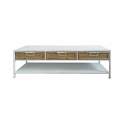Mueble TV con 3 Cajones Blanco y Rattan Serie Yuma