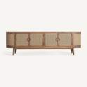 Mueble TV Contemporaneo 4 Puertas Madera y Ratan  Beckley
