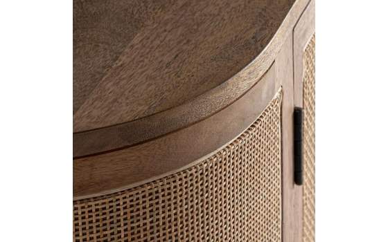 Mueble TV Contemporaneo 4 Puertas Madera y Ratan  Beckley