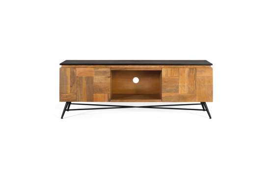 Mueble TV Diseño 2 Puertas Tapa Negra Serie Adarbe