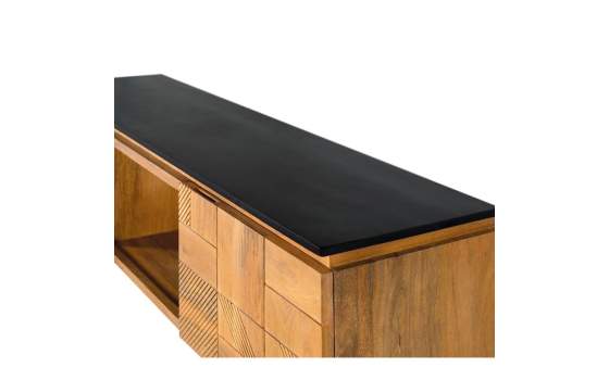 Mueble TV Diseño 2 Puertas Tapa Negra Serie Adarbe