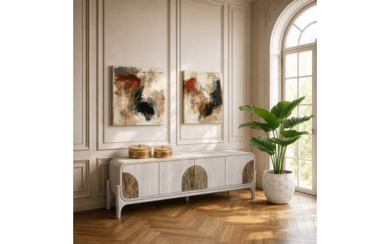 Mueble TV Diseño Actual Blanco 4 Puertas - Serie Alterici