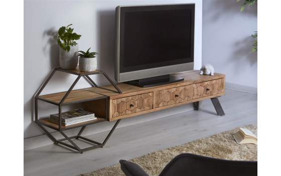 Mueble tv madera reciclada con dos puertas de estilo industrial