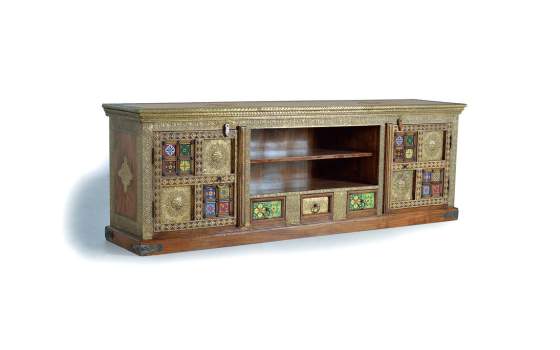 Mueble TV Etnico Ceramica Bronce Repujado Serie Aichen