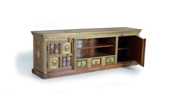 Mueble TV Etnico Ceramica Bronce Repujado Serie Aichen