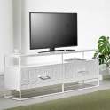Mueble TV Etnico Oriental Blanco 2 Cajones Tallados Arkaya