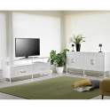 Mueble TV Etnico Oriental Blanco 2 Cajones Tallados Arkaya