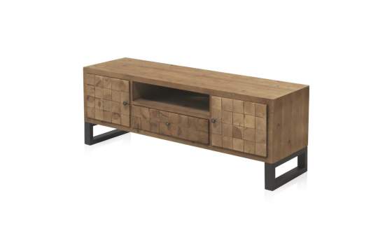 Mueble TV Industrial 1 Cajon 2 Puertas Madera Acero Natens