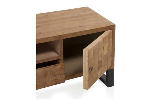 Mueble TV Industrial 1 Cajon 2 Puertas Madera Acero Natens