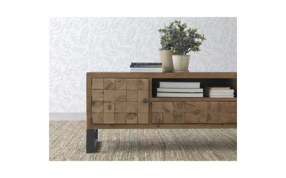 Mueble TV Industrial 1 Cajon 2 Puertas Madera Acero Natens