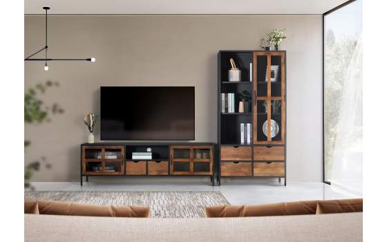 Mueble TV Industrial 2 Puertas 2 Cajones Serie Adeinas