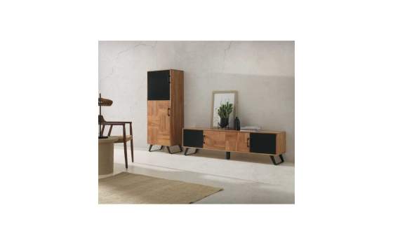 Mueble TV Industrial Actual 4 Puertas Madera Acacia Ayerta