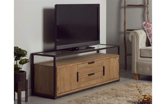 Mueble TV Industrial con 2 Cajones 2 Puertas Serie Brais
