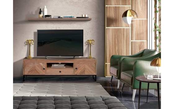Mueble TV Industrial Madera Acacia Metal Serie Achert
