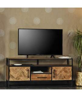 Mueble TV Industrial Madera Metal 2 Puertas 1 Cajon Delhi