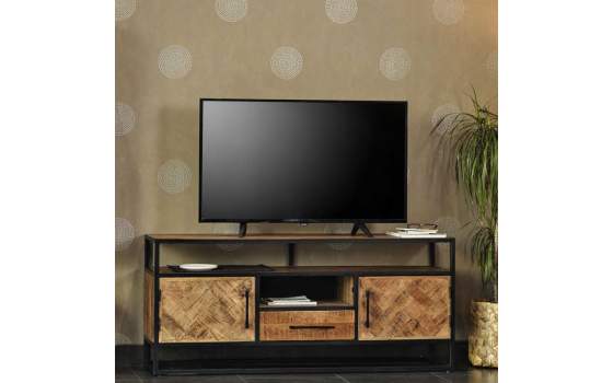 Mueble TV Industrial Madera Metal 2 Puertas 1 Cajon Delhi