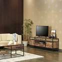 Mueble TV Largo Industrial Madera Acacia y Acero Delhi