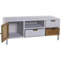 Mueble TV Madera Blanca y Rattan Serie Alcober