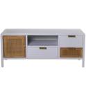 Mueble TV Madera Blanca y Rattan Serie Alcober