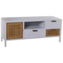 Mueble TV Madera Blanca y Rattan Serie Alcober