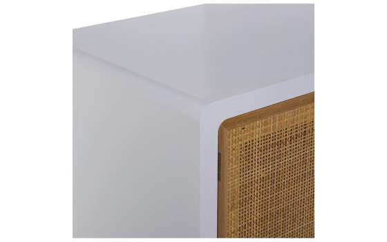 Mueble TV Madera Blanca y Rattan Serie Alcober