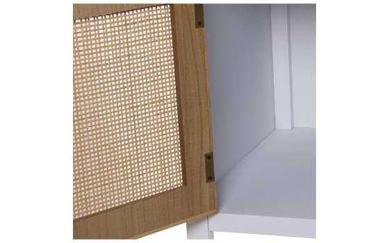 Mueble TV Madera Blanca y Rattan Serie Alcober