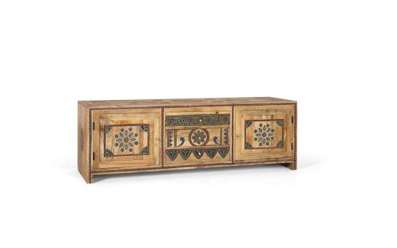 Mueble TV Madera de Mango Detalles Artesanales Serie Alpuin Mueble TV Madera de Mango Detalles Artesanales Serie Alpuin