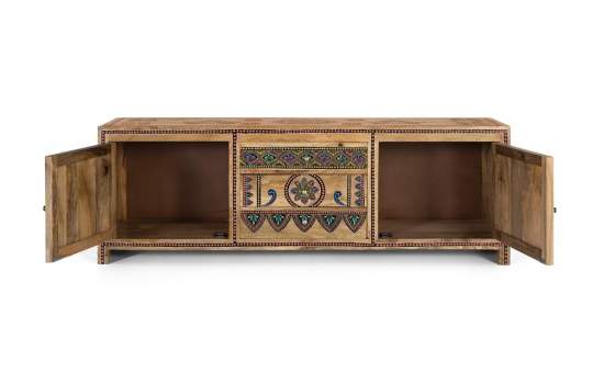 Mueble TV Madera de Mango Detalles Artesanales Serie Alpuin Mueble TV Madera de Mango Detalles Artesanales Serie Alpuin