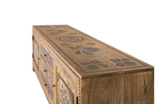 Mueble TV Madera de Mango Detalles Artesanales Serie Alpuin Mueble TV Madera de Mango Detalles Artesanales Serie Alpuin