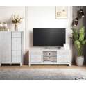 Mueble TV Madera Mango Blanco Decapado 6 Cajones Ayueto