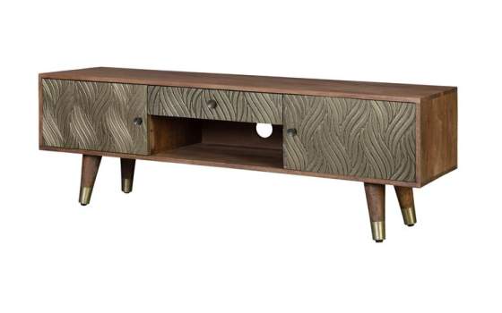 Mueble TV Madera Mango Detalles en Bronce Repujado Adiasn
