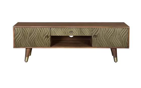 Mueble TV Madera Mango Detalles en Bronce Repujado Adiasn