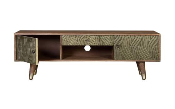 Mueble TV Madera Mango Detalles en Bronce Repujado Adiasn