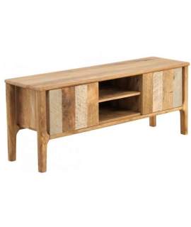 Mueble TV Madera Mango Gris Decape Natural Serie Atrade