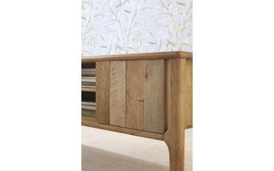 Mueble TV Madera Mango Gris Decape Natural Serie Atrade