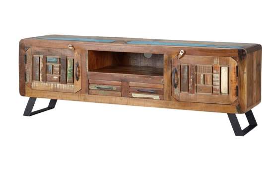 Mueble TV Madera Reciclada Colores Descapados Serie Abrian