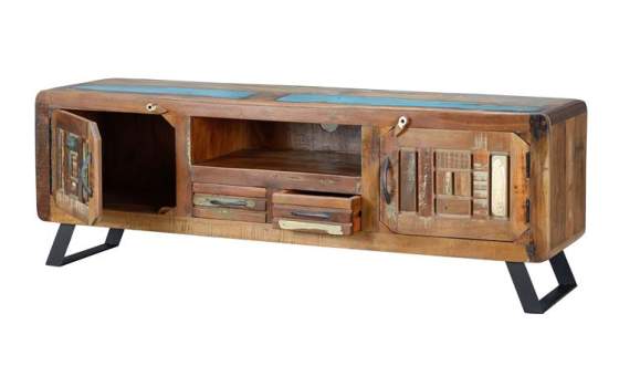 Mueble TV Madera Reciclada Colores Descapados Serie Abrian