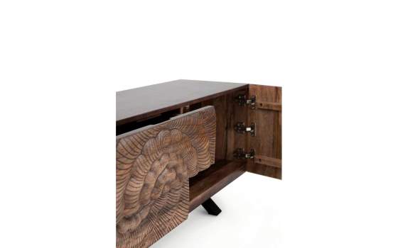 Mueble TV Madera Tallada en Flor 2 Puertas 2 Cajones Aguirrea