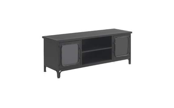 Mueble TV Metal 2 Puertas Negro Serie Industrial Asaxham