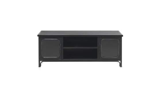 Mueble TV Metal 2 Puertas Negro Serie Industrial Asaxham