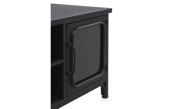 Mueble TV Metal 2 Puertas Negro Serie Industrial Asaxham