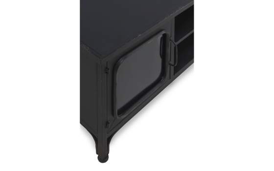 Mueble TV Metal 2 Puertas Negro Serie Industrial Asaxham