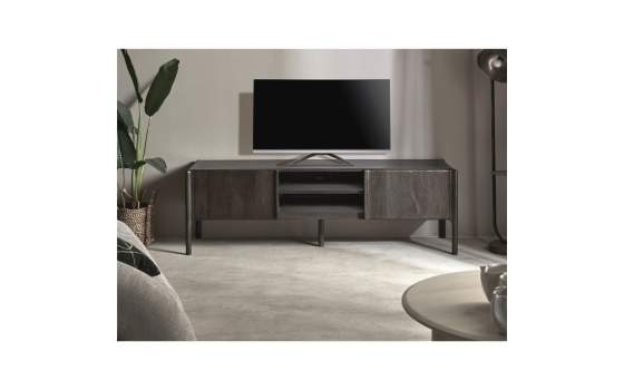 Mueble TV Moderno 2 Puertas 2 Estantes Color Wengue Alvero Mueble TV Moderno 2 Puertas 2 Estantes Color Wengue Alvero