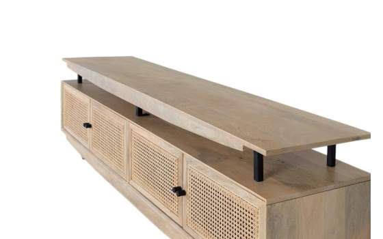 Mueble TV Moderno 4 Puertas Rejilla Ratan Serie Arcolat