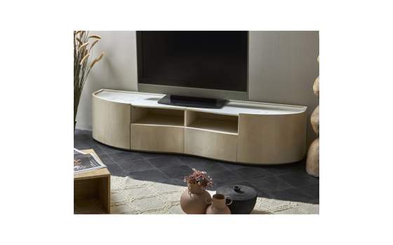 Mueble TV Moderno Madera Mango y Marmol Serie Ishat Mueble TV Moderno Madera Mango y Marmol Serie Ishat