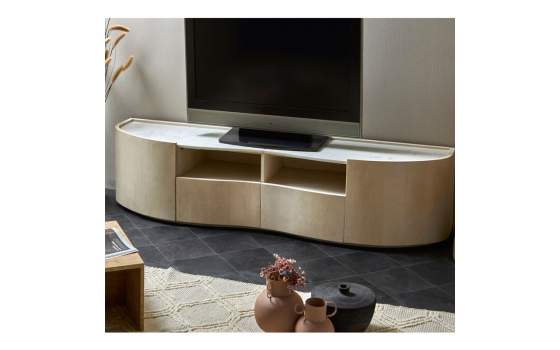 Mueble TV Moderno Madera Mango y Marmol Serie Ishat Mueble TV Moderno Madera Mango y Marmol Serie Ishat